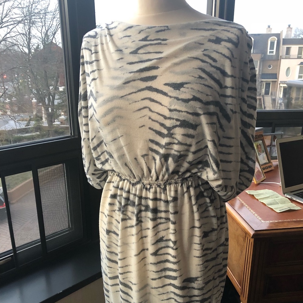 Religion zebra print dress /croche detail Sz S